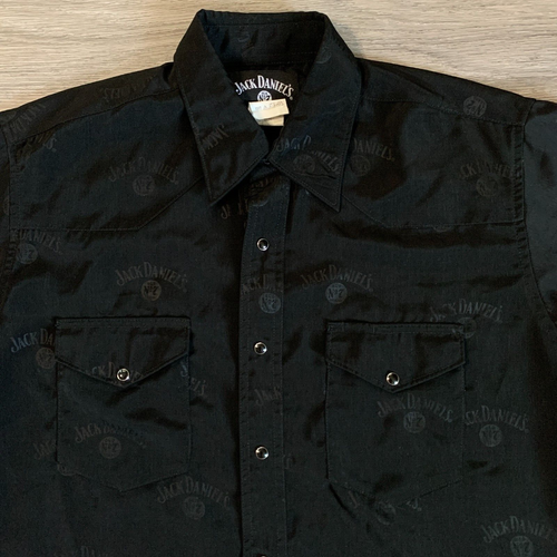 Camicia a scatto Jack Daniel's da uomo nera media manica lunga poliestere western - Foto 3 di 9