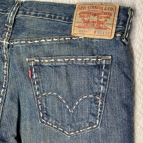 Levi’s 527 Jeans Low Boot Cut W36xL32 Medium Wash White Stitching Denim Pants - Picture 16 of 20