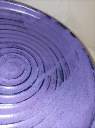 Studio Pottery Glazed Purple Bowl Impressed Swirl Design Calstock nm - Picture 6 of 19