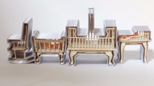 Dollhouse Miniature Nursery Changing Table, Crib, Cradle, Rocker 2 Baby 1:24 1/2 - Picture 5 of 5