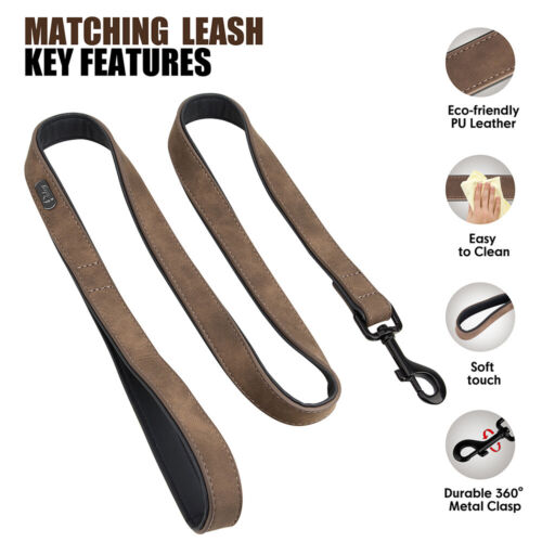 Soft Leather Dog Collar and Lead set Heavy Duty Adjustable for Small Large Dogs - Picture 13 of 21