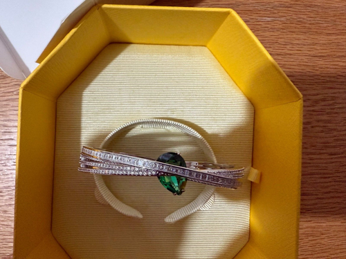 SWAROVSKI ARMREIF RHODINIERT GRÜN HYPERBOLA 5665327 NEU - Bild 2 von 3