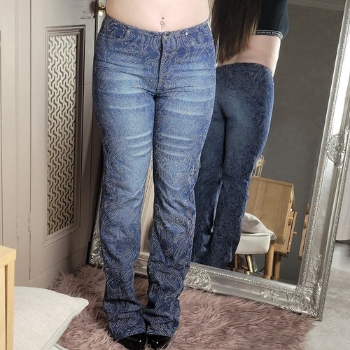 Versace Jeans Couture Vintage Blue Jeans Nieten gemustert Hose IT 28 UK 10 M - Bild 3 von 24