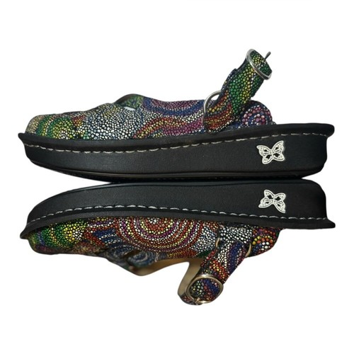 NEW Alegria Freesia Rainbow Mosaic Mules Size 7 Slip On Multi Color Comfort Shoe - Picture 11 of 15