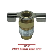 American Made 3/8 NPT (3/8 NPT Measures 5/8") Compressor Tank Drain Valve