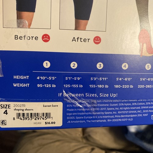 Red Hot Spanx Size 4 Barest Bare Shaping Sheers New In Package - Picture 3 of 3