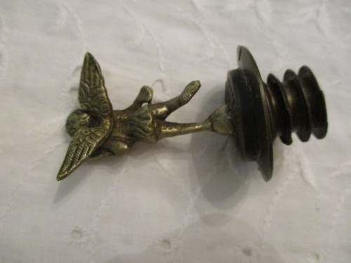 Vintage Bottle Stopper Italy w Cherub Angel Holding Bird Brass Top - Picture 9 of 11