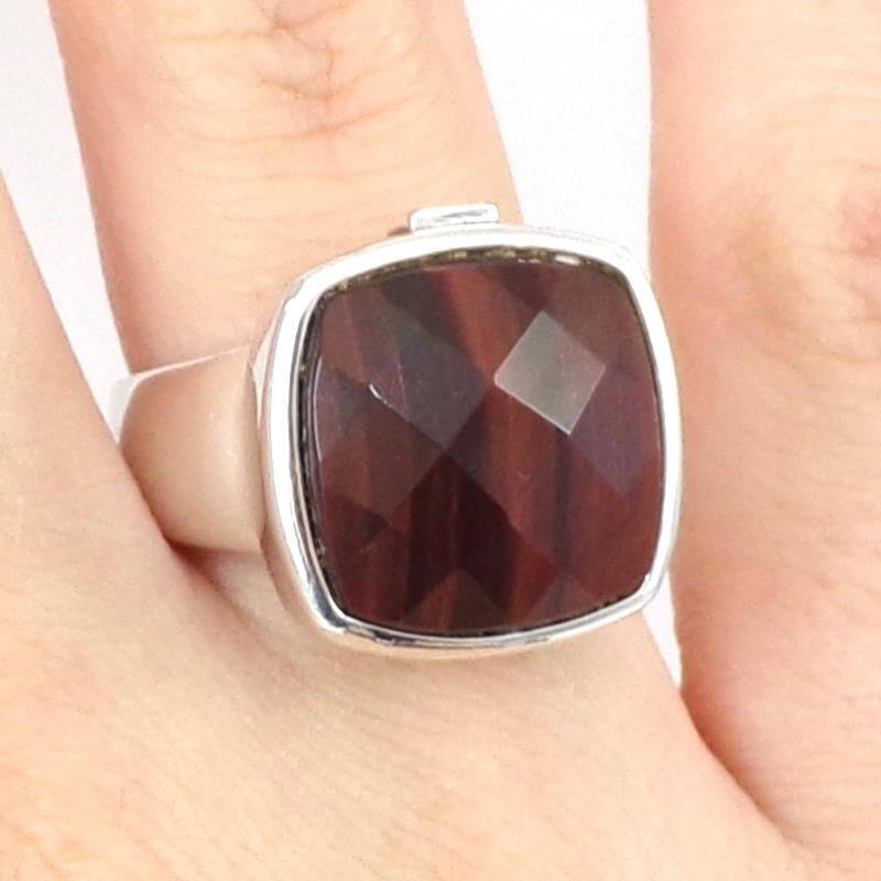 Elle Sterling Silver Ruby Faceted Lace Topaz Tiger's Eye