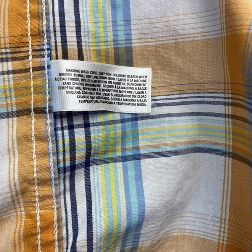 Old Navy Plaid Collared Button Up Linen Shirt Boys Medium Orange/Blue/White Used - Picture 12 of 19