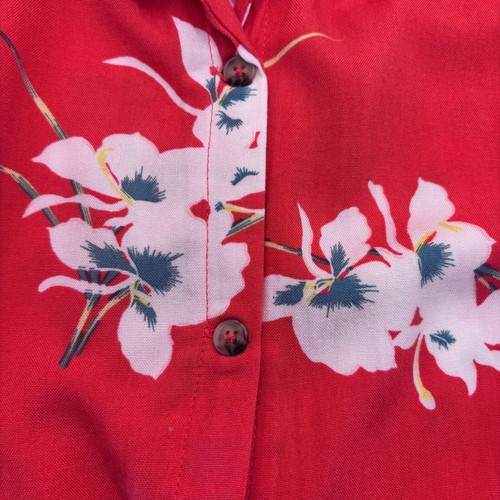 Volcom Retro Resort Hawaiian Tunic Dress Floral Pockets Short Sleeve Womens Sz L - Picture 7 of 7