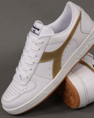 Diadora 80sXMagic Basket Elite Trainer White/Gold- Retro, 80s