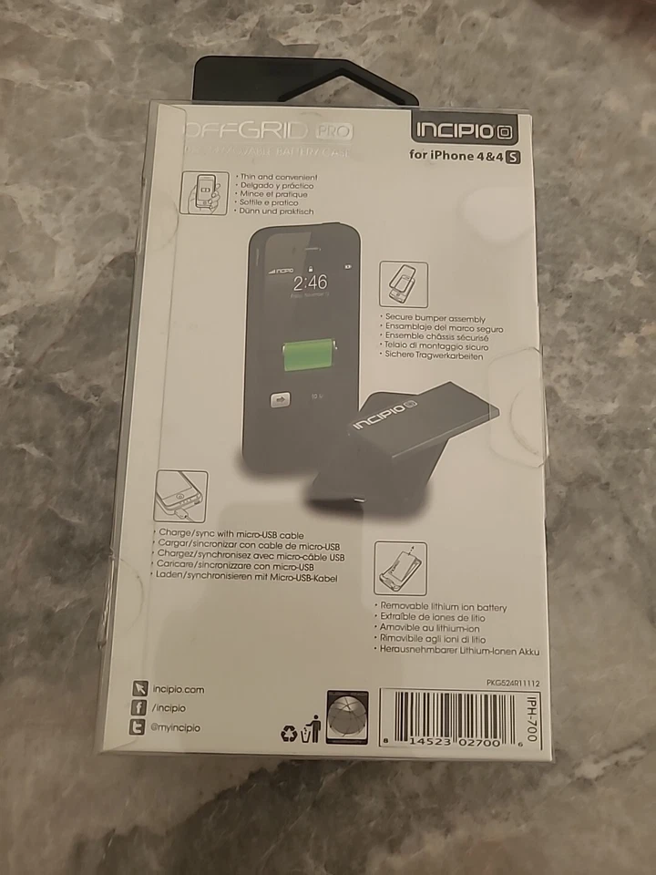 薄电池保护壳 适合 iPhone 4/4S- 薄可拆卸-Incipio IPH-700 OFFGRID PRO — 第 2/2 张图片
