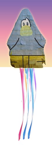 MINI PINATA PINGÜINO CUMPLEAÑOS PÁJARO DECORACIONES LINDA CUERDA DE TIRAR O GOLPE NUEVO - Imagen 6 de 6