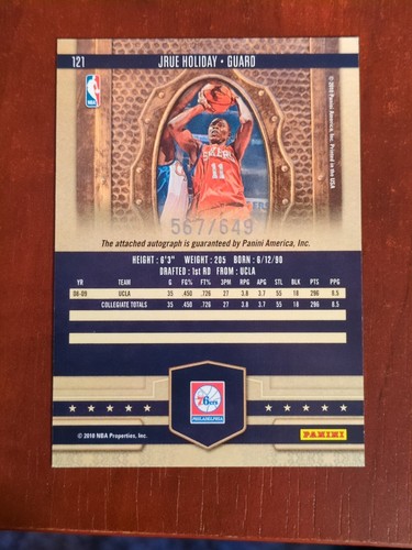 2009-10 Panini Court Kings Auto /649 Jrue Holiday RC Autograph Sixers Celtics  - Picture 4 of 10
