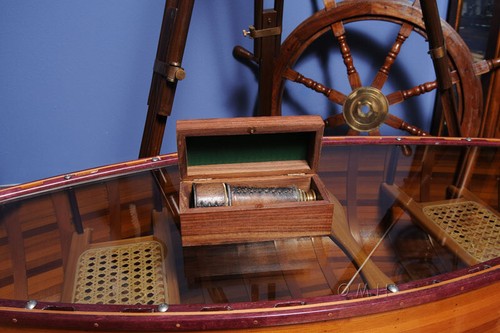 Telescopio portatile in scatola di legno - Pelle marrone - Foto 9 di 11
