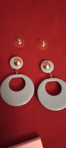 Lucite Turquoise & Acrylic Color Necklace & Mixit earrings Silver Tone (Lucite) - Picture 7 of 11