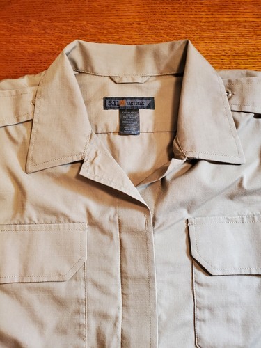 5.11 Tactical Uniform Short Sleeve Tan Shirt XL - Picture 4 of 15