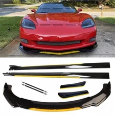 Front Bumper Lip 86" Side Skirt Rear Bumper Lip For Chevrolet Corvette Yellow