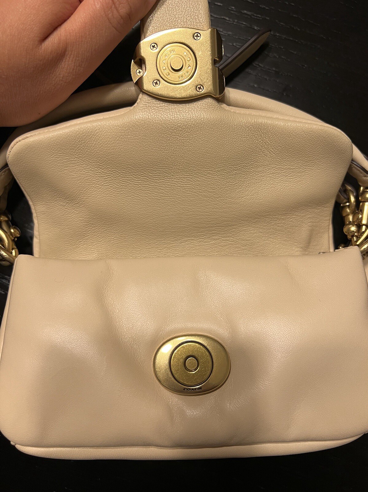 Coach Tabby 18 Pillow Letter C Women's Shoulder Bag - B4/Ivory image 3