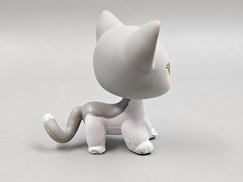 Vintage 2006 Littlest Pet Shop LPS #138 Shorthair Cat Gray & White Brown Eyes - Picture 4 of 10