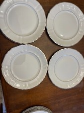 Harmony House Silver Sonata 8 Dinner Plates 3639 Japan 10¼" Platinum Scalloped