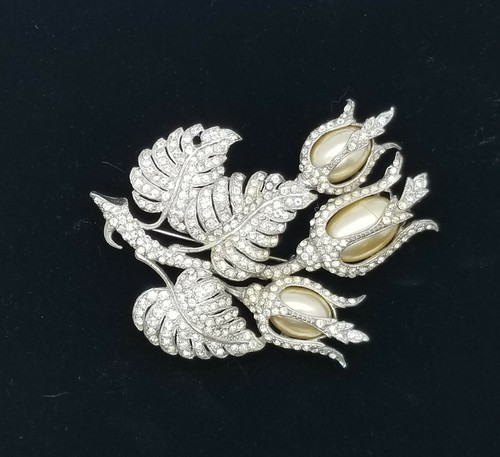 VINTAGE RARE LARGE MARKED STARET TULIP RHINESTONE