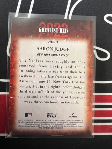 2023 Series 1 2022 Greatest Hits #22GH-14 Aaron Judge - New York Yankees - Bild 2 von 2