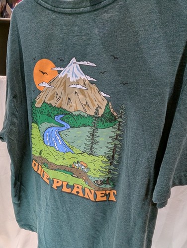 Eddie Bauer Men’s Large T-shirt Nature ONE PLANET Colorful Back Graphic Sage - Picture 10 of 14