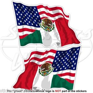 USA United States America-BRAZIL American-Brazilian Flying Flag 12cm Stickers x2