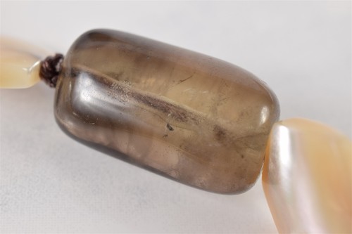7-3/4" Smoky Quartz & White Mother of Pearl Sterling Silver 925 Beaded Bracelet - Picture 6 of 9