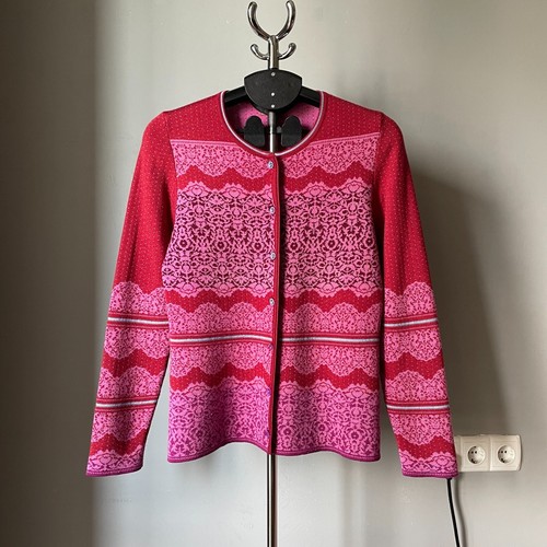 Oleana Womens “Ytre Arna” Silk/MerinoWool Blend Floral Pattern Cardigan – Size M - Picture 5 of 15