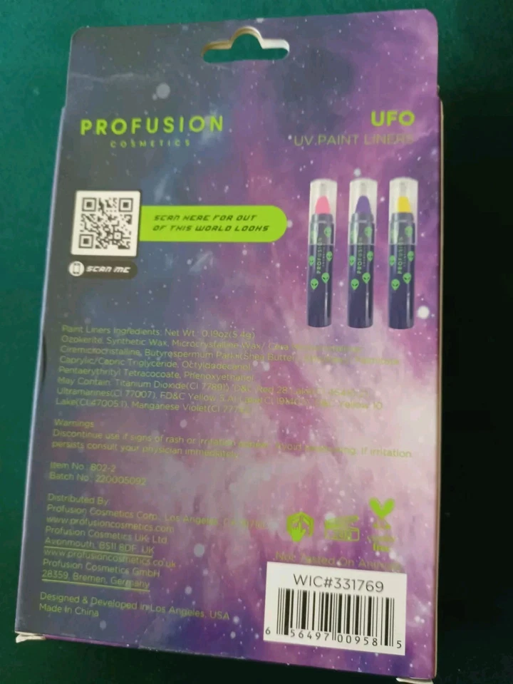 Profusion Cosmetics UV UFO Paint Liner Face & Body Paint Trio. Halloween - Image 2 of 3