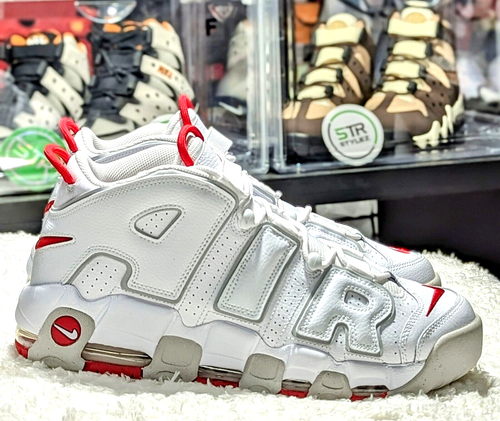 Nike Air More Uptempo 96 White University Red Grey Fog DX8965-10 Men Size 13 - Picture 7 of 14