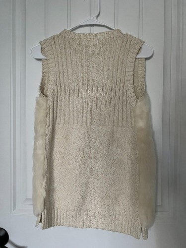 Max Studios Faux Fur White/Gold Sweater Vest Girls Size L (14) - Picture 4 of 5