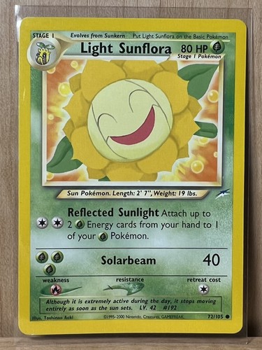 ‘Light Sunflora’ (72/105) Neo Destiny Pokemon Trading Card, Vintage, LP