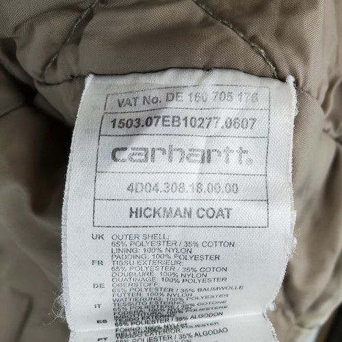 CARHARTT WIP Size Large Mens Sand Khaki Hooded Insulated Jacket Coat Military - Picture 12 of 12