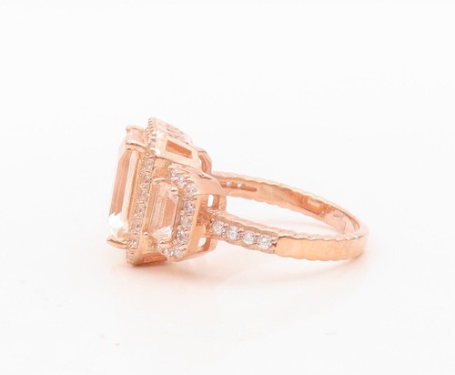 925 Sterling Silver Vintage Ring Rose Gold Plated Morganite & Topaz Sz 7 RG30382 - Picture 5 of 8