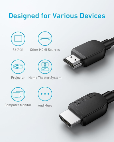 Anker HDMI 2.1 Cable 8K@60Hz,3Ft Ultra HD 4K@120Hz HDMI to HDMI Cord,48 Gbps Cer - Picture 6 of 12