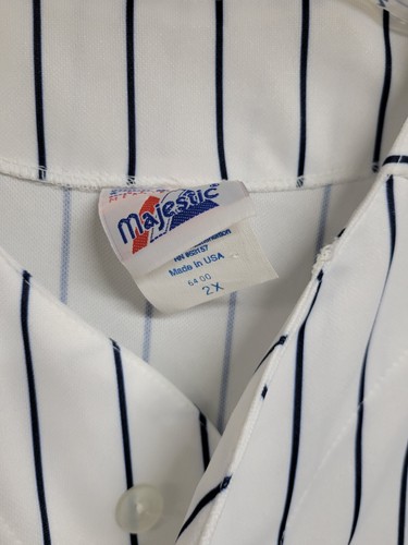 Majestic New York Yankees White Pinstripe Jersey XXL 2XL MLB Retro Baseball - Picture 3 of 4