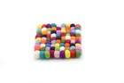 Multicolor Square Trivet - Handmade Felt Ball Trivet -Set of 3 - Kitchen Trivet 