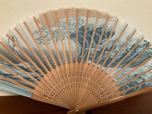 Japanischer klappbarer Handventilator Sensu Ukiyo-e Wave Hokusai Katsushika Seide Japan - Bild 8 von 13
