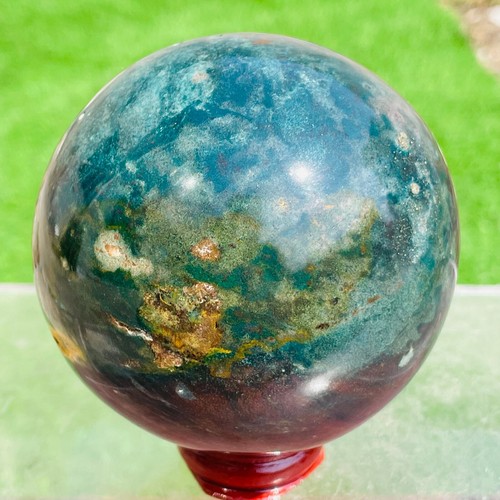 593g Natural Colourful Ocean Jasper Geode Sphere Quartz Crystal Ball Specimen - Picture 8 of 16