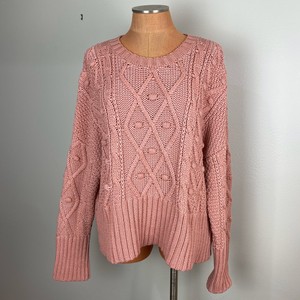 ZARA Womens Pink OVERSIZED CABLE KNIT 