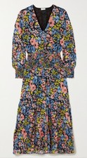RIXO Maya Floral Print Shirred Midi Dress Size Large UK 14