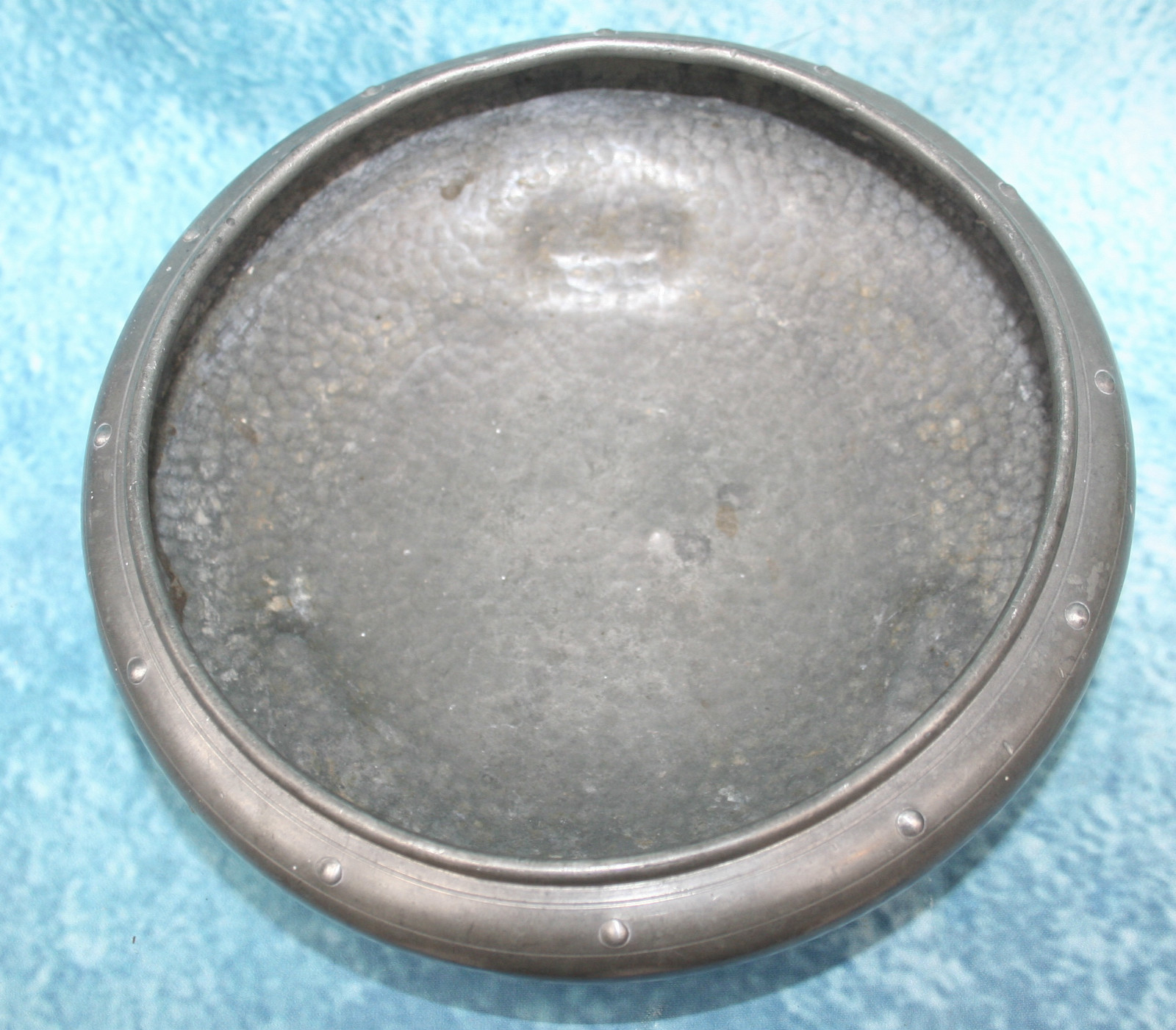 Art Deco Antique English My Lady Hand Hammered Pewter Bowl on 3 Pad