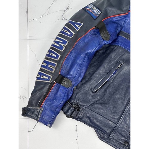Yamaha Racing Leather Pvc Moto Jacket with Protection Black/Blue Size M - Picture 6 of 17