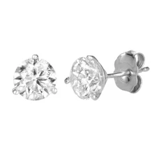0.12 Ct Round Cut 3 Prong Moissanite 925 Silver Stud