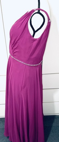 $669 MORI LEE 21588 BRIDESMAID PROM CHIFFON MAXI FORMAL GOWN MULBERRY JEWELED 16 - Picture 12 of 24