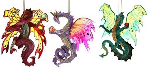 Crystal Cave Dragon Ornaments #4 (Set of 3) Shadow Spark, Star Quester, Sapphire