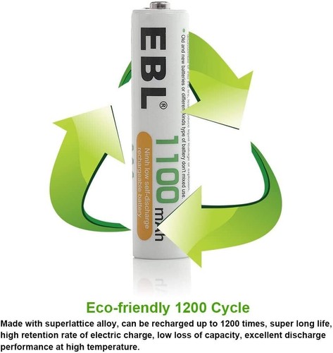 EBL AAA Rechargeable Batteries Size 2A 1.2V 1100mAh NiMH Battery Lot - Picture 5 of 50